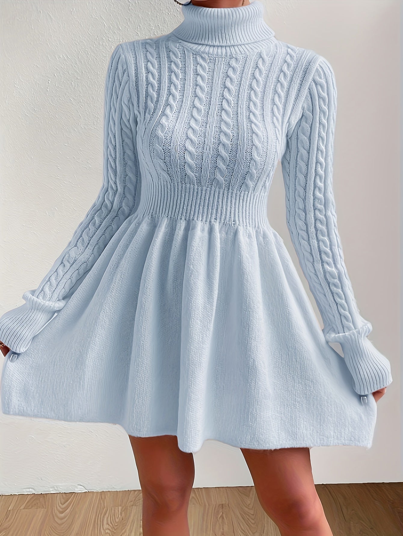Women’s Timeless Cable Knit Dress | A-line Jumper