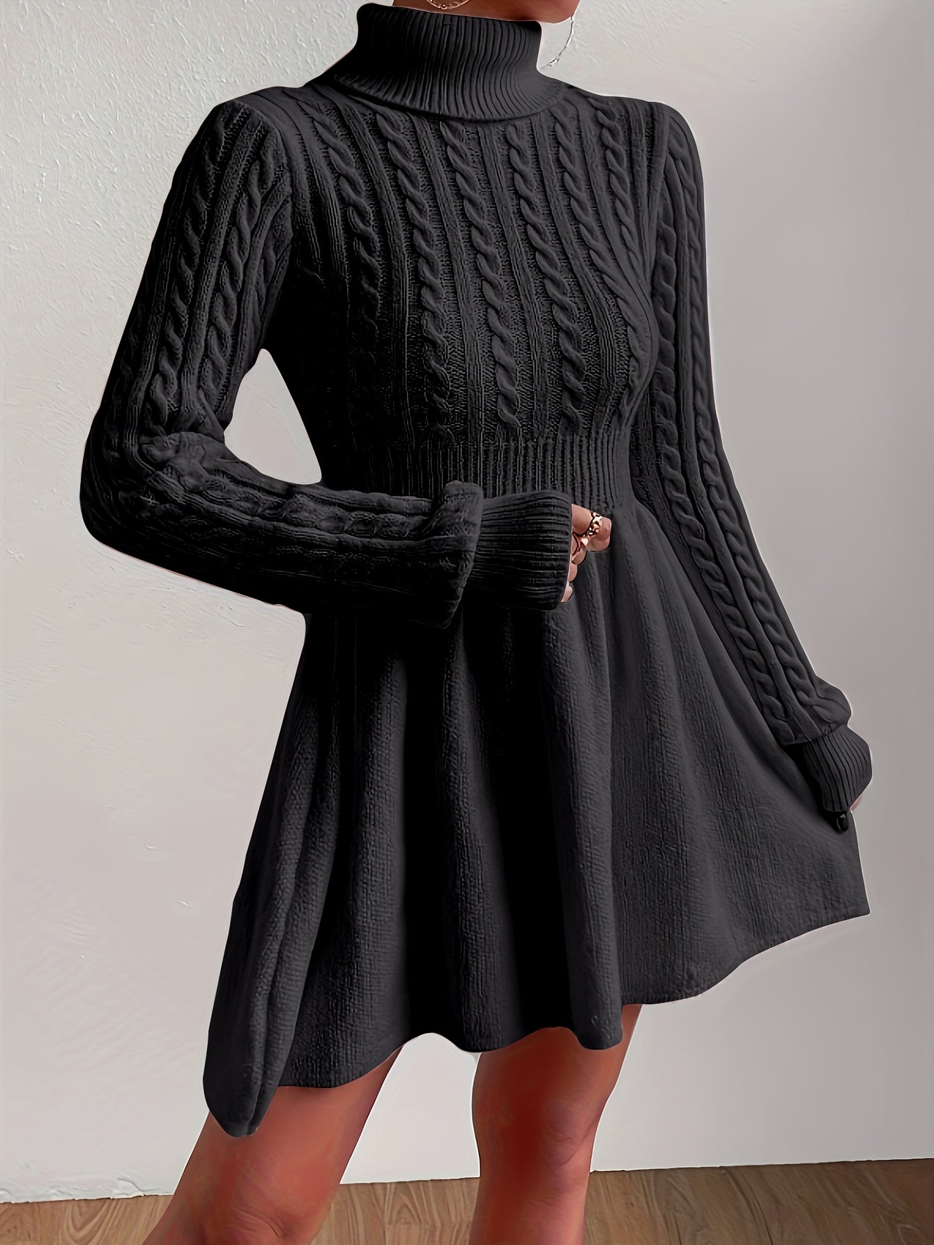 Women’s Timeless Cable Knit Dress | A-line Jumper