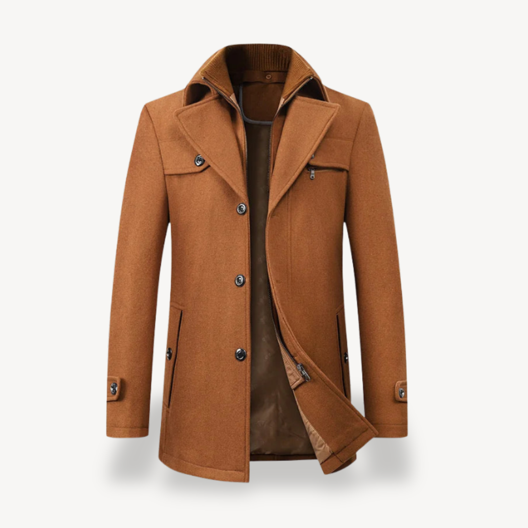 Men’s Classic Trench Coat | Structured Collar Design