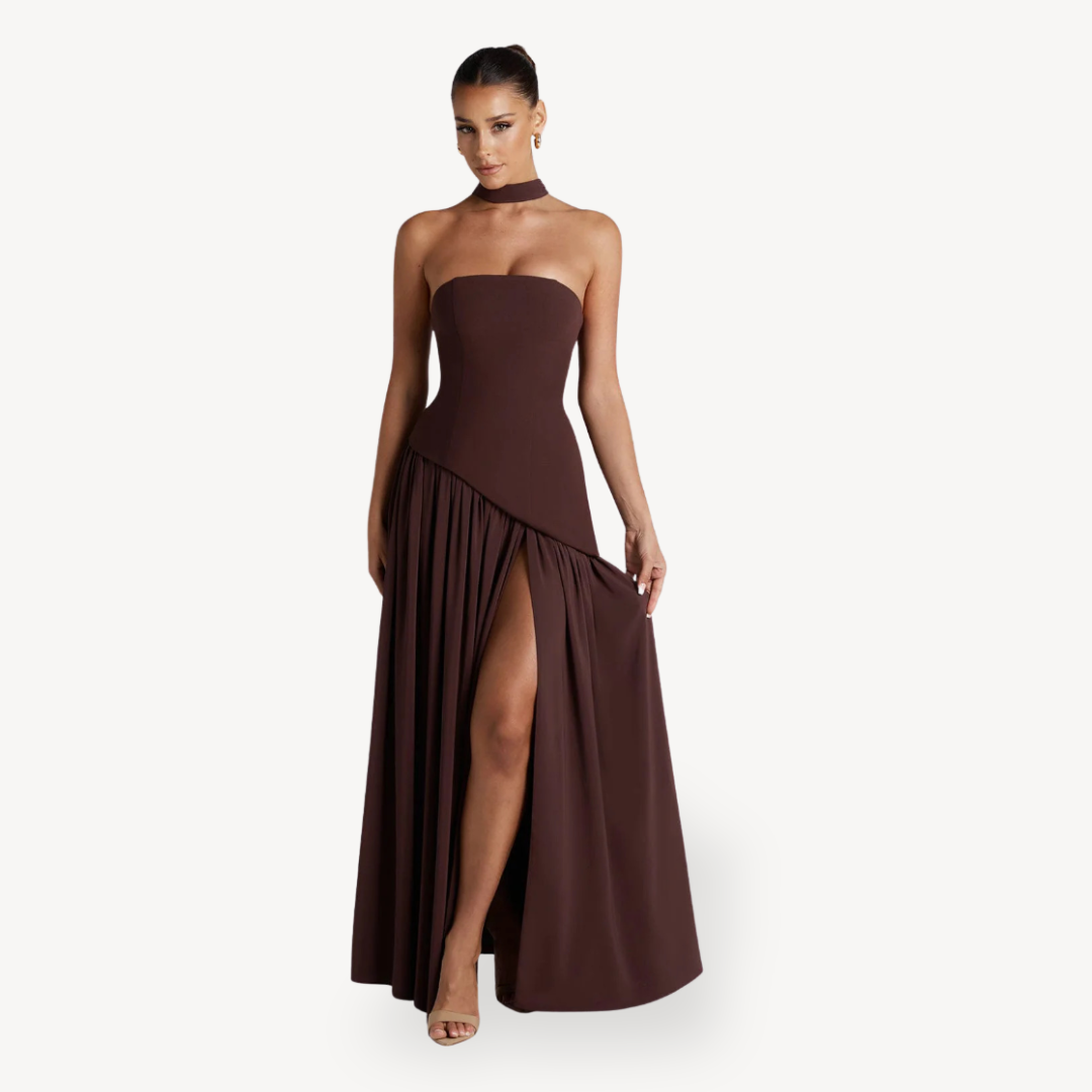 Women’s Stylish Strapless Slit Wedding Guest Dress | Maxi