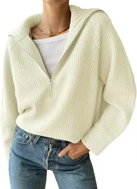 Women’s Zip-Neck Jumper | V-Neck Style