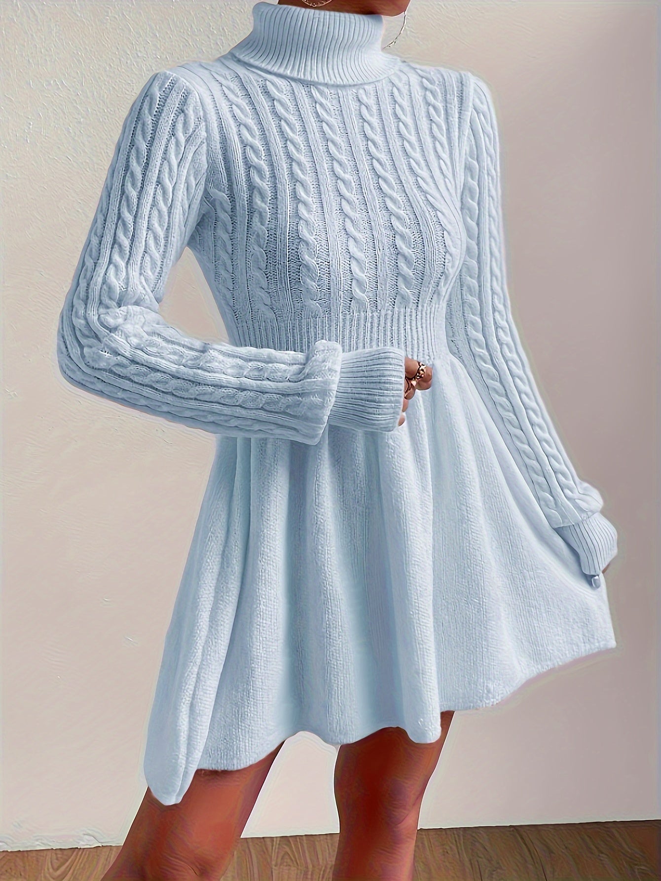 Women’s Timeless Cable Knit Dress | A-line Jumper