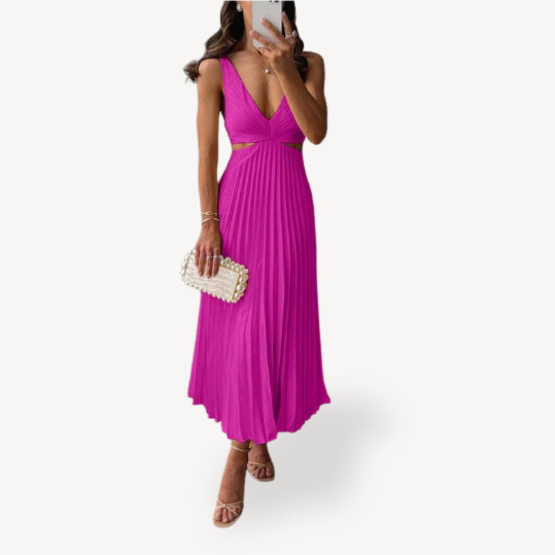 Women’s V-Neck Pleated Wedding Guest Dress | Midi