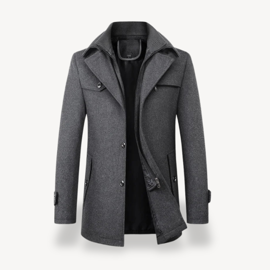 Men’s Classic Trench Coat | Structured Collar Design