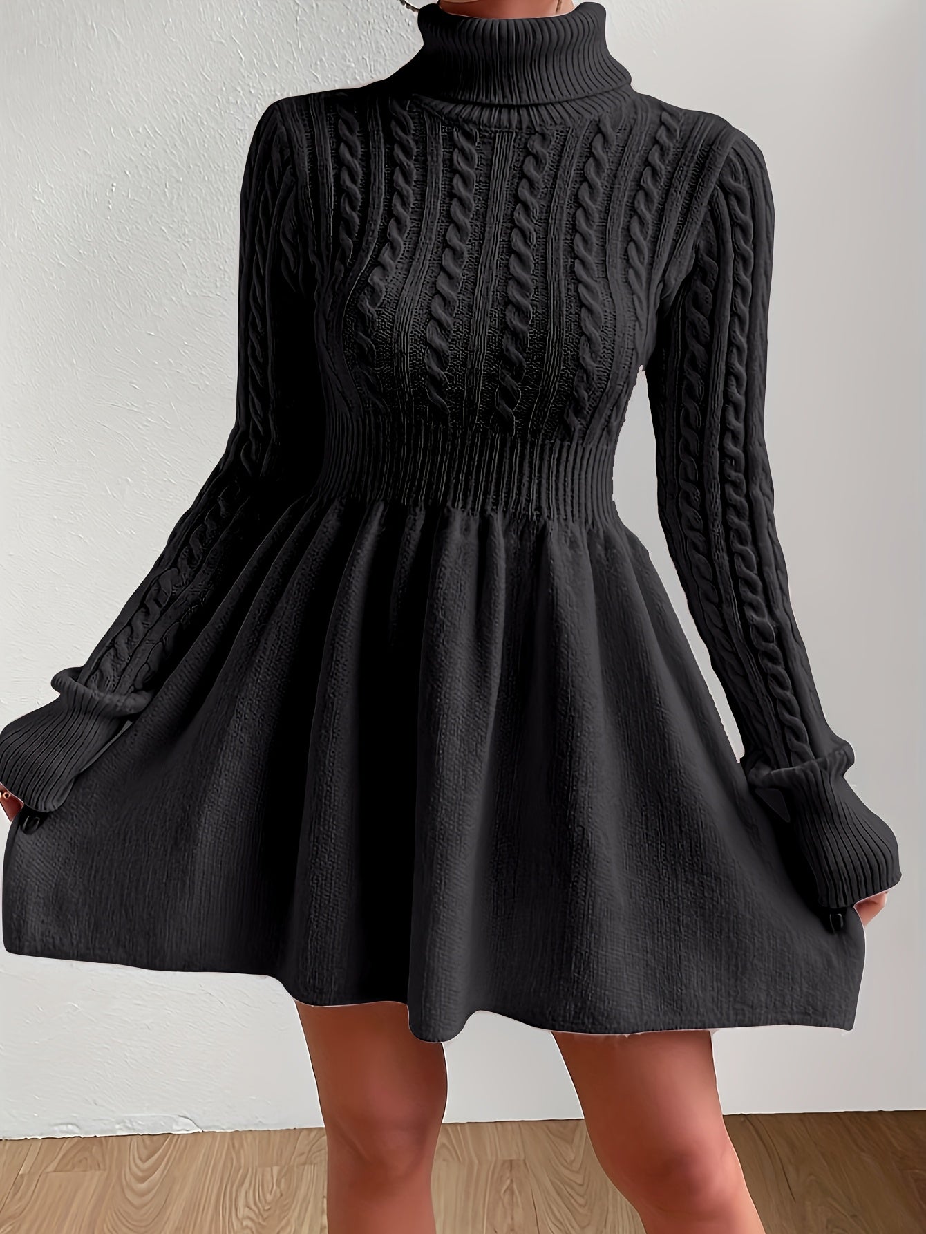 Women’s Timeless Cable Knit Dress | A-line Jumper