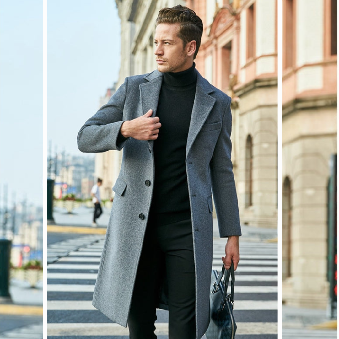 Men’s Stylish Winter Overcoat with Notched Collar | Refined