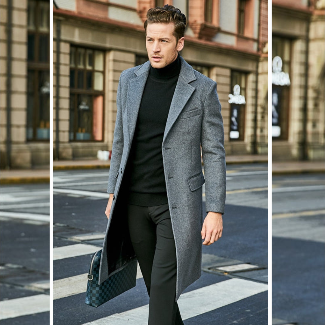 Men’s Stylish Winter Overcoat with Notched Collar | Refined