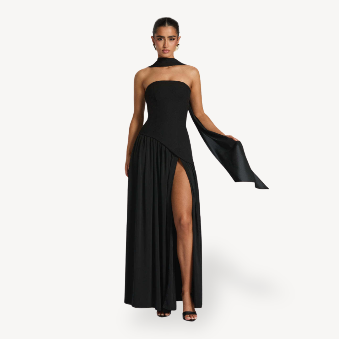 Women’s Stylish Strapless Slit Wedding Guest Dress | Maxi