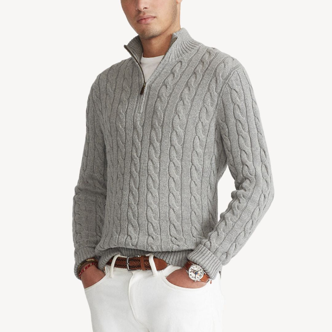 Men’s Modern Half Zip Pullover | Ribbed Detailing