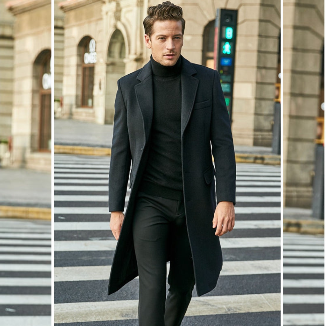 Men’s Stylish Winter Overcoat with Notched Collar | Refined