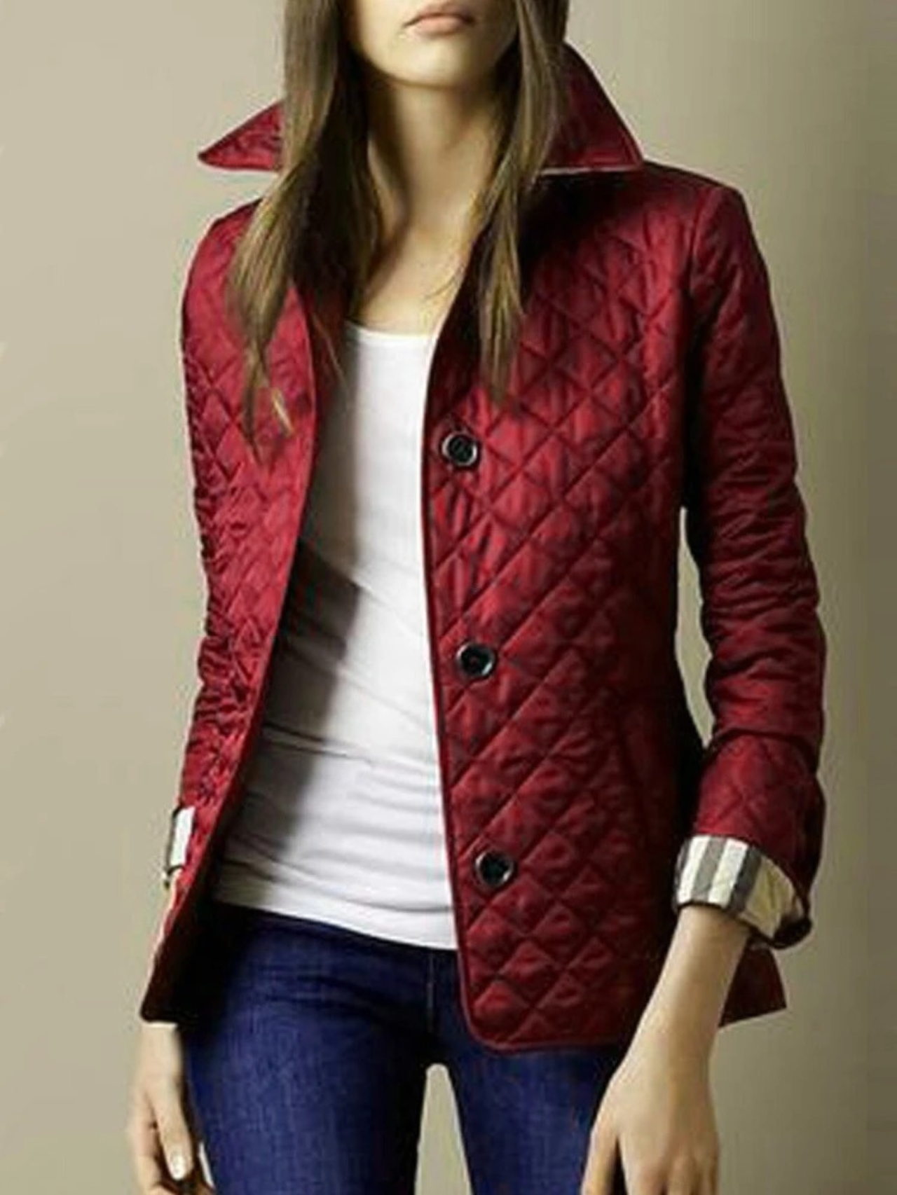 Women’s Casual Quilted Jacket with Turned-Down Collar | Stylish Outerwear
