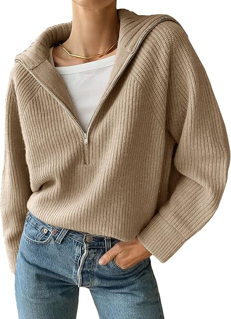 Women’s Zip-Neck Jumper | V-Neck Style
