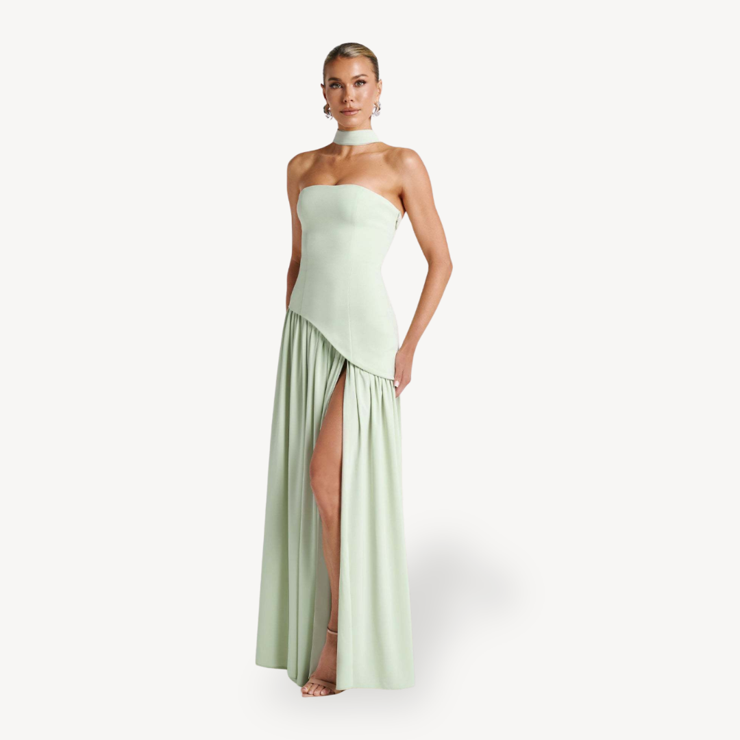 Women’s Stylish Strapless Slit Wedding Guest Dress | Maxi