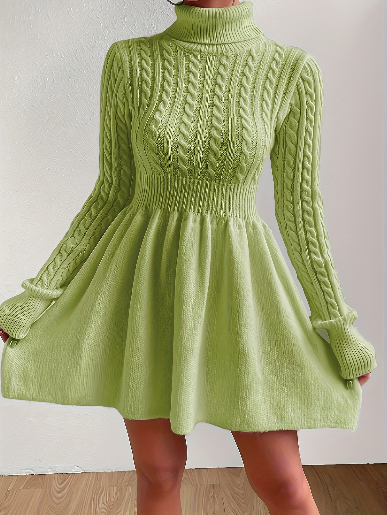 Women’s Timeless Cable Knit Dress | A-line Jumper