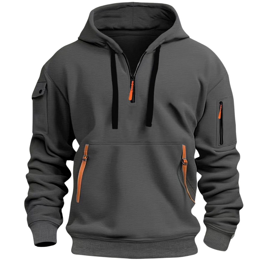 Men’s Urban Hoodie | Half-Zip with Zippered Pockets