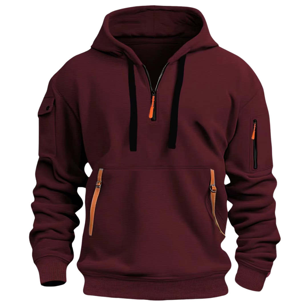 Men’s Urban Hoodie | Half-Zip with Zippered Pockets
