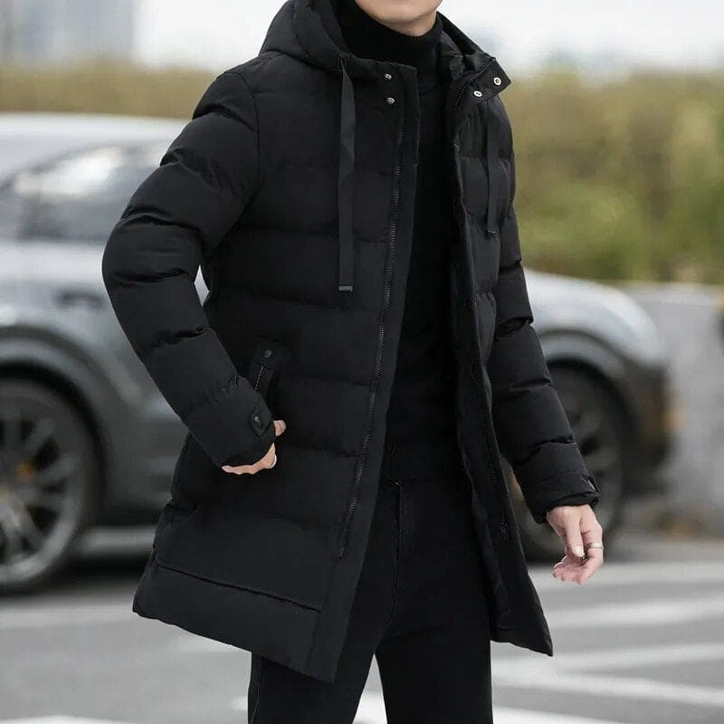 Men’s Long Winter Coat | Detachable Hood Design