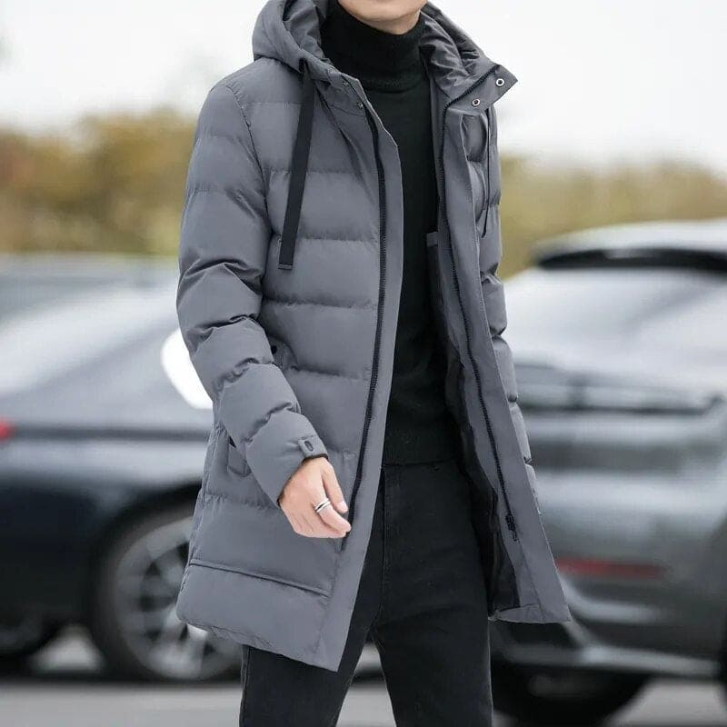 Men’s Long Winter Coat | Detachable Hood Design