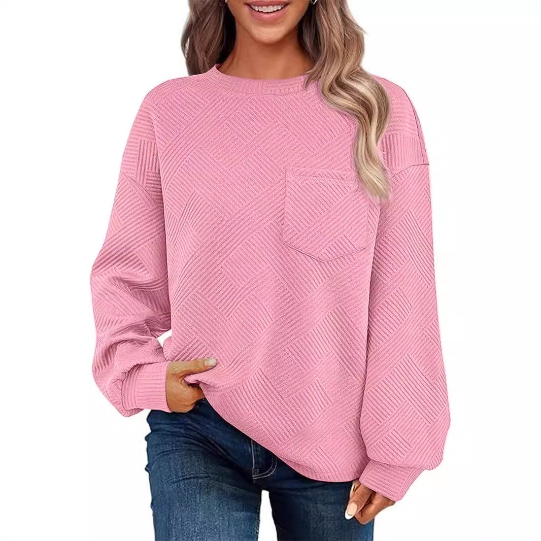 Women’s Textured Jumper | Casual Style with Pocket
