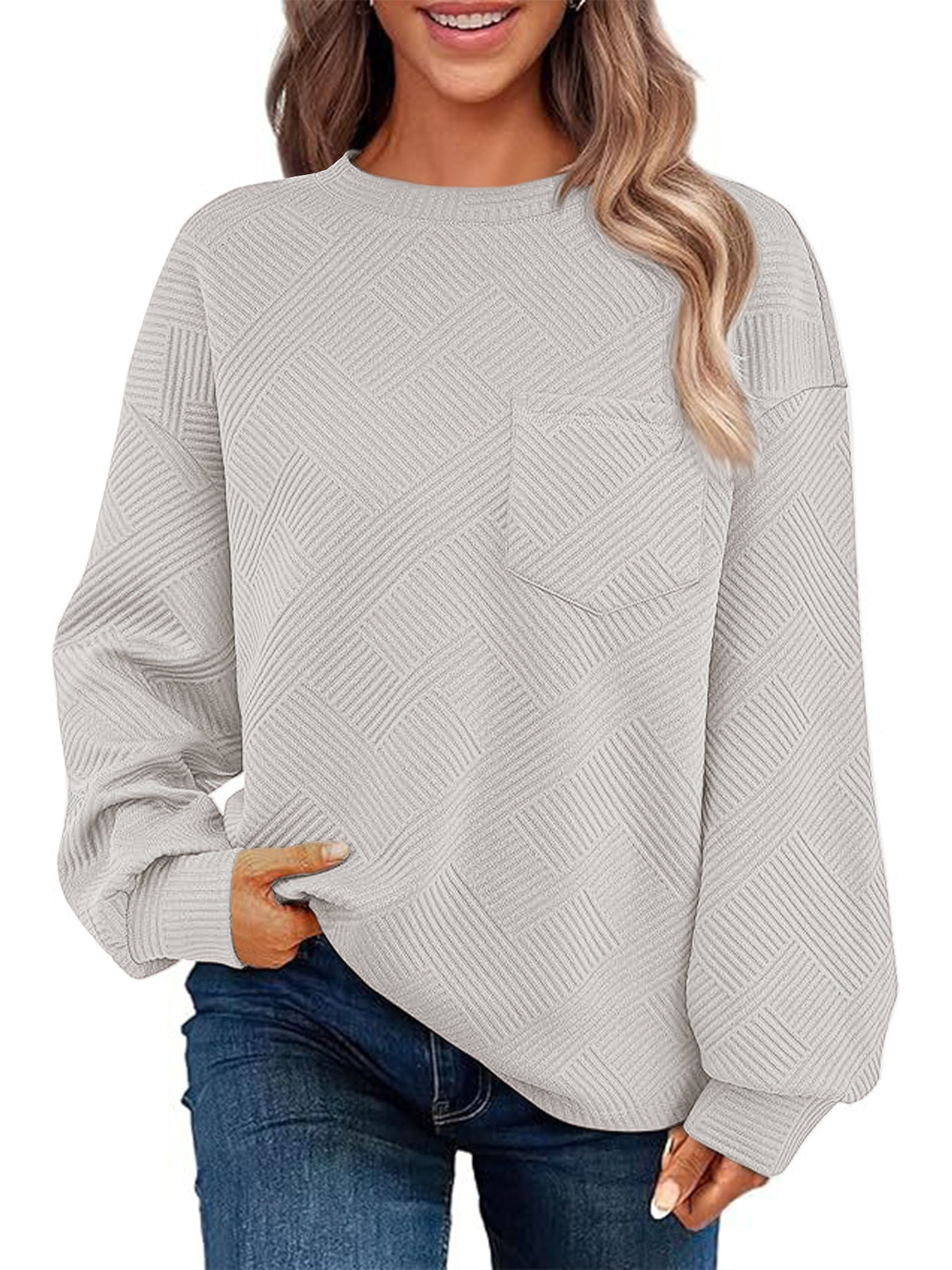 Women’s Textured Jumper | Casual Style with Pocket
