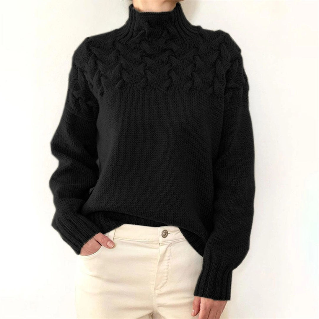 Women's Textured Knitted Jumper | Funnel Collar