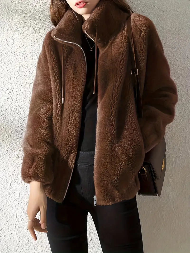 Women’s Fur Coat | Stylish Zip-Up Design