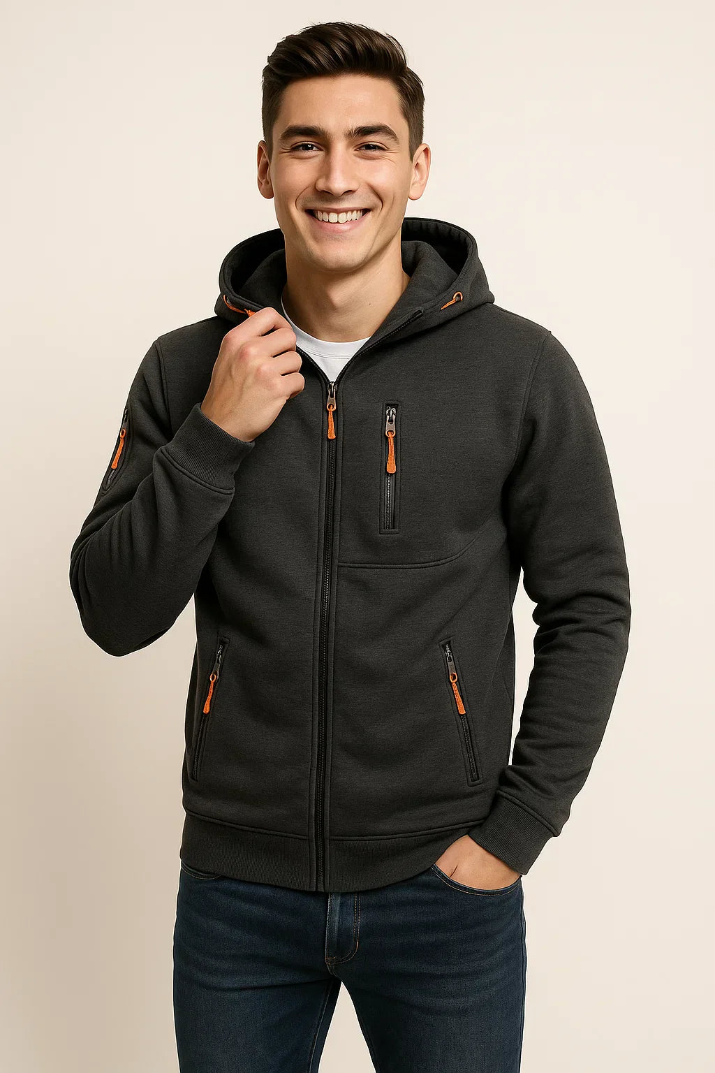 Men's Stylish Zip Hoodie | Functional Design