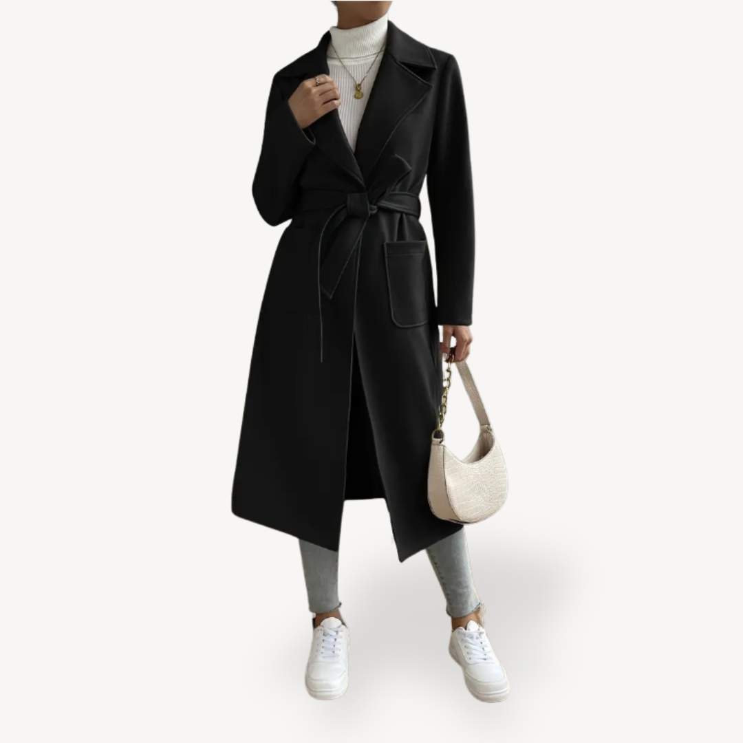 Women's Refined Long Open Coat with Pockets | Stylish Winter Outerwear