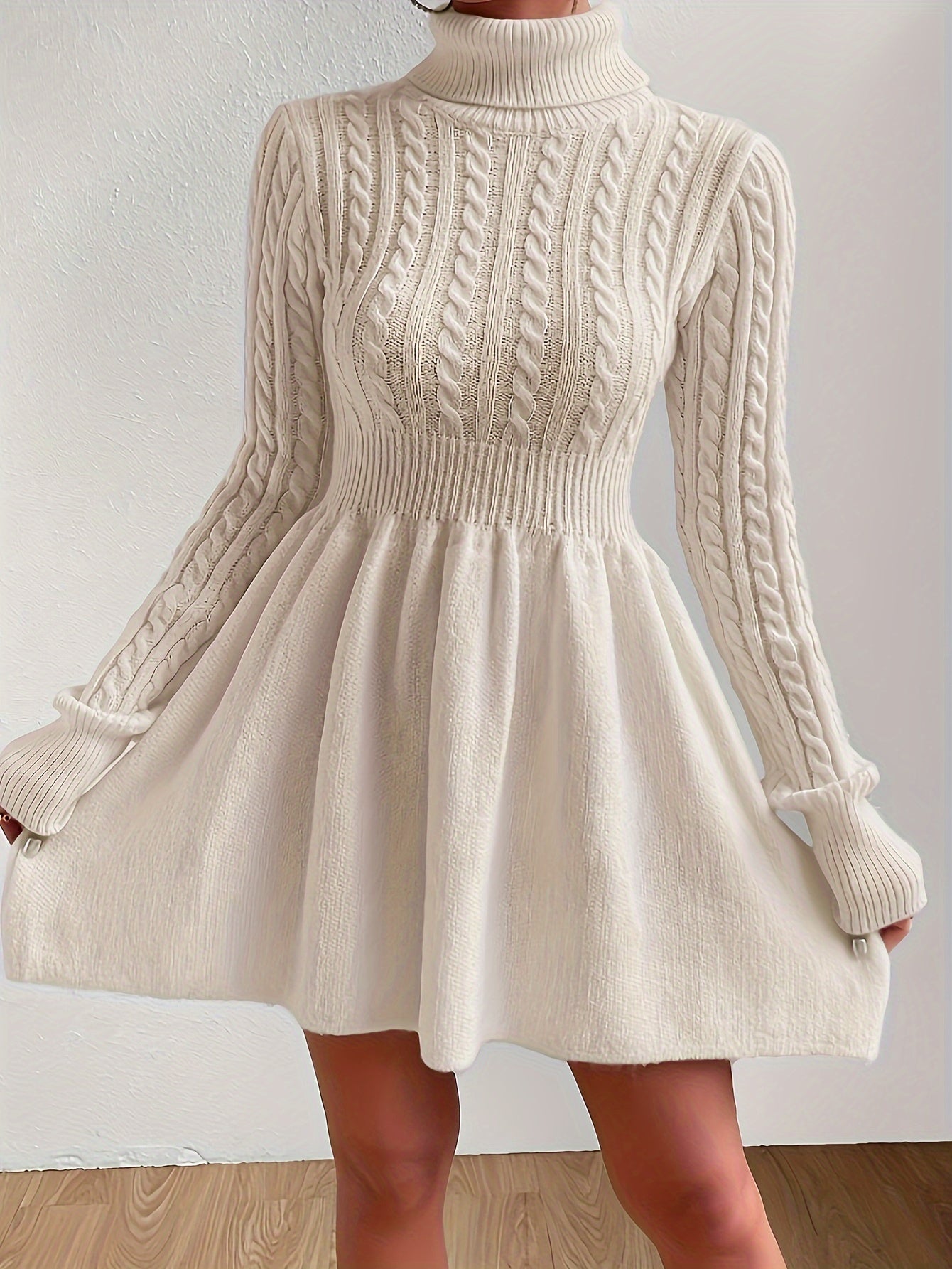 Women’s Timeless Cable Knit Dress | A-line Jumper