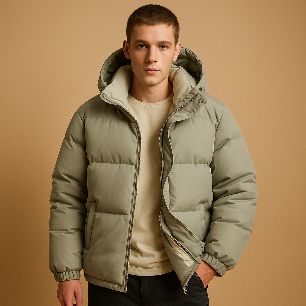 Men’s Puffer Jacket with Hood | Stylish Winter Coat