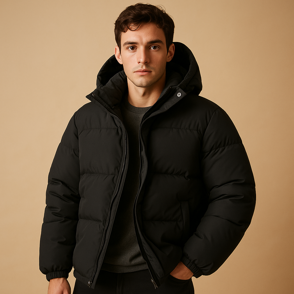 Men’s Puffer Jacket with Hood | Stylish Winter Coat