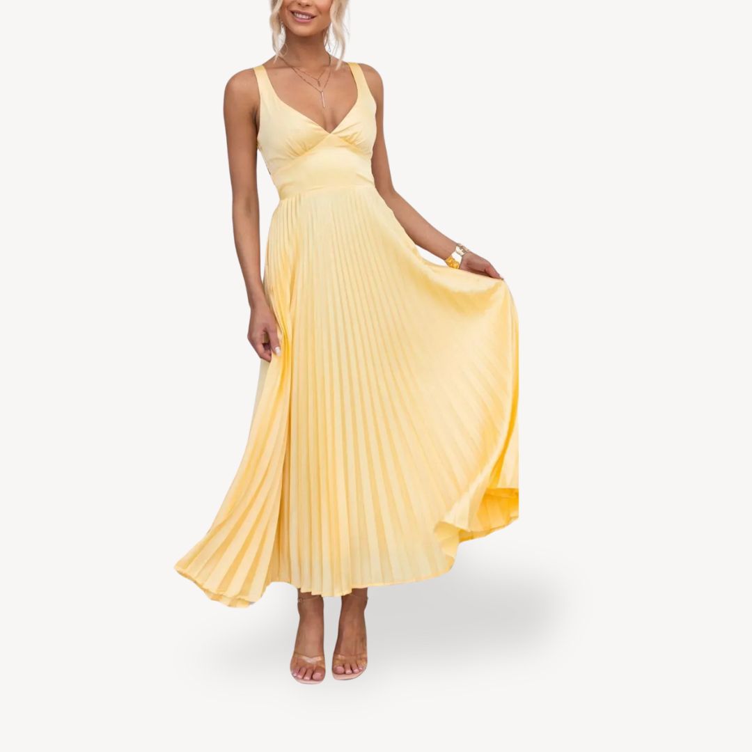 Women’s V-Neck Pleated Wedding Guest Dress | Midi