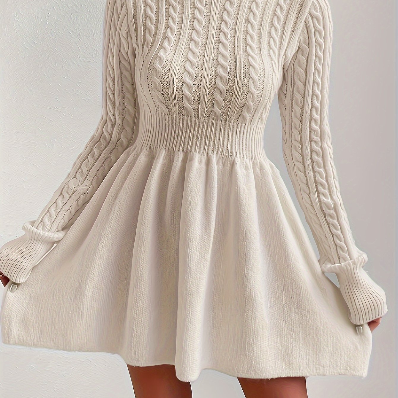 Women’s Timeless Cable Knit Dress | A-line Jumper
