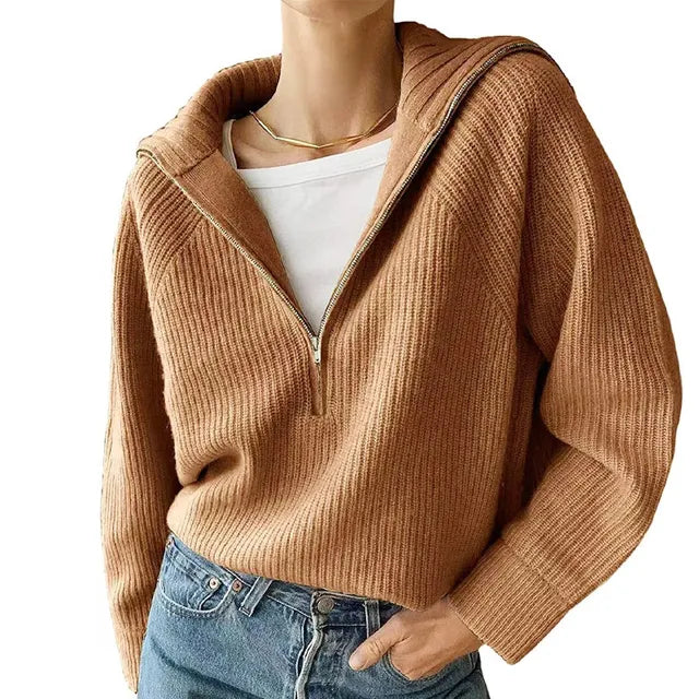 Women’s Zip-Neck Jumper | V-Neck Style