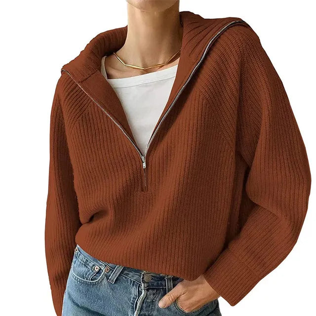 Women’s Zip-Neck Jumper | V-Neck Style