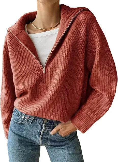 Women’s Zip-Neck Jumper | V-Neck Style