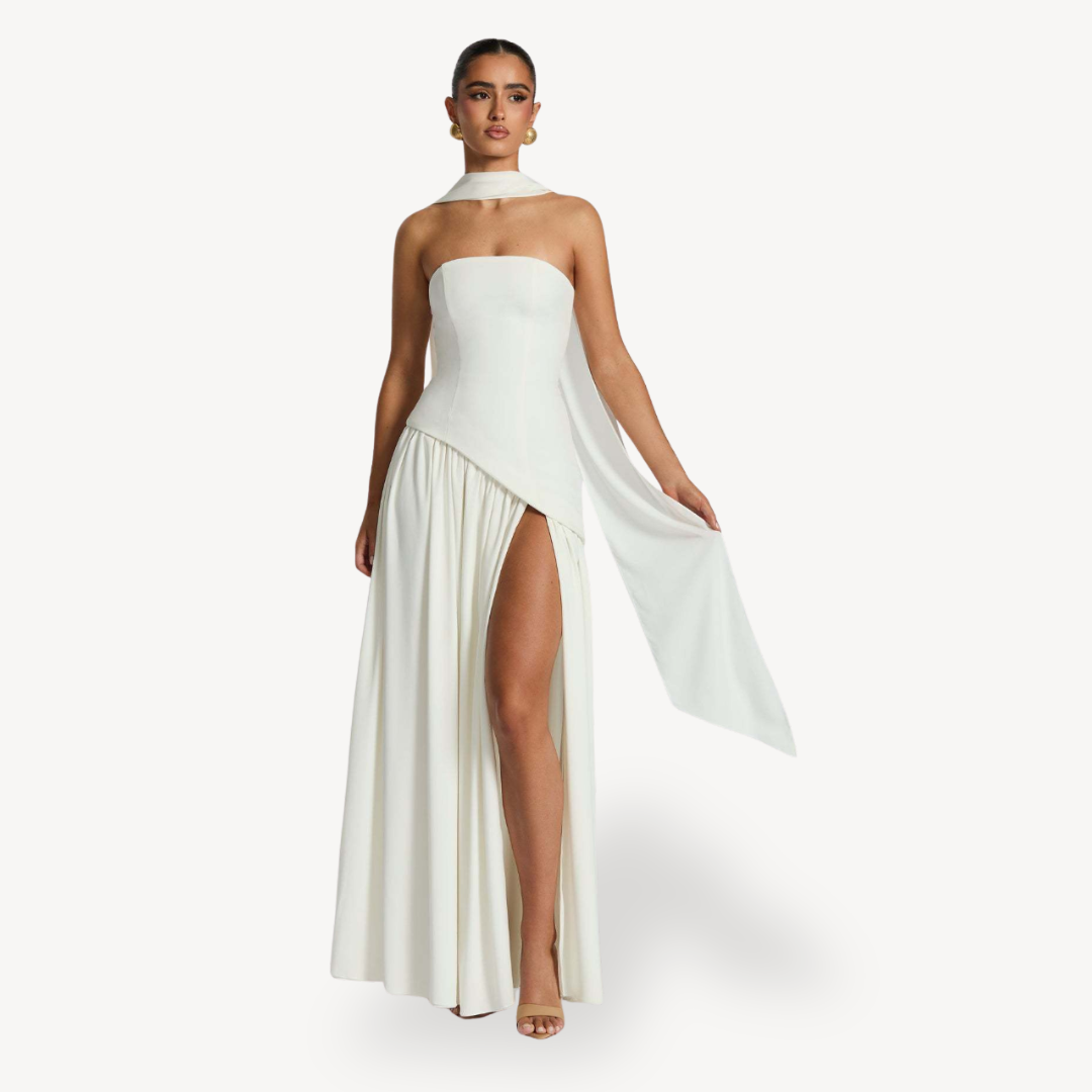 Women’s Stylish Strapless Slit Wedding Guest Dress | Maxi