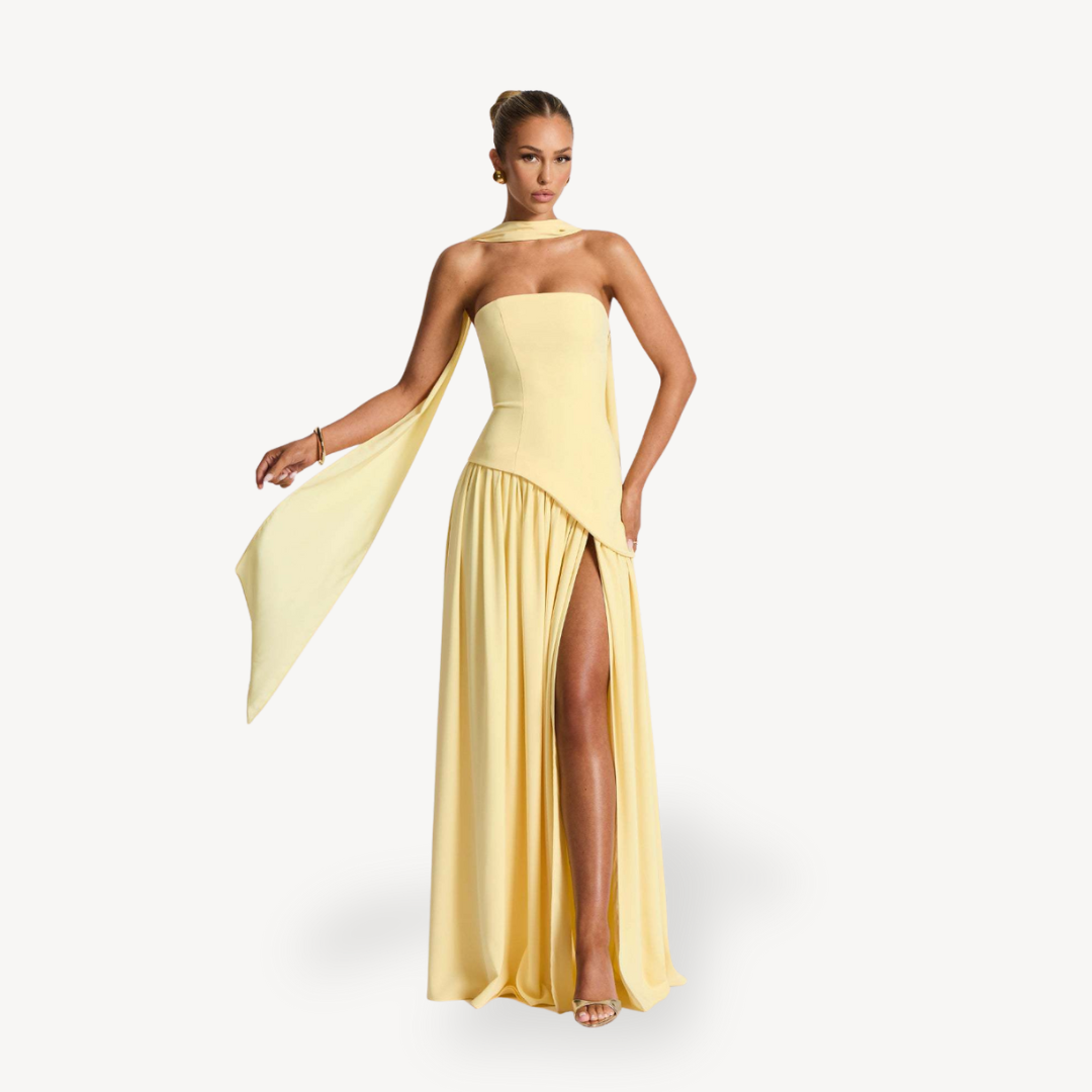 Women’s Stylish Strapless Slit Wedding Guest Dress | Maxi
