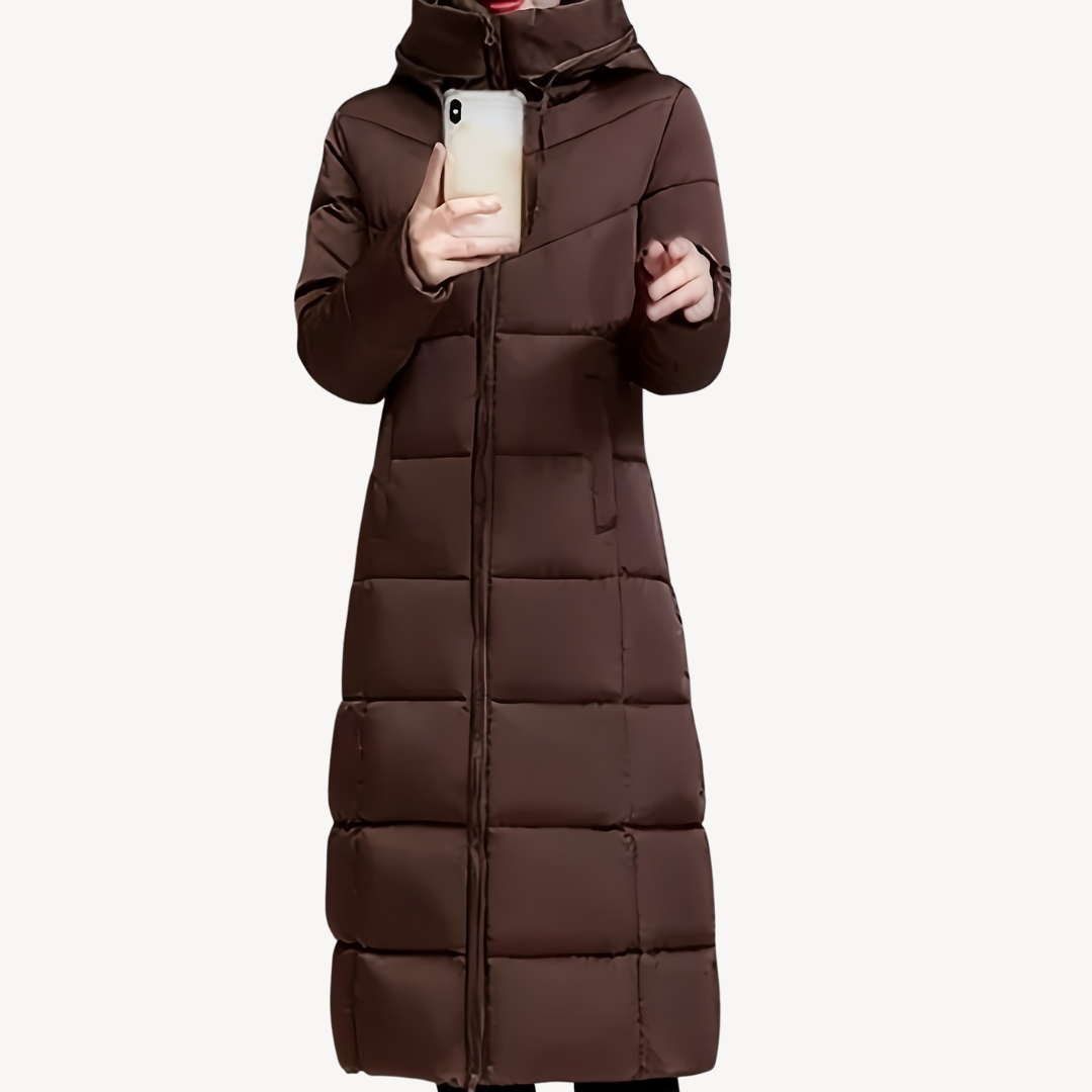 Women’s Stylish Long Hooded Puffer Coat | Trendy