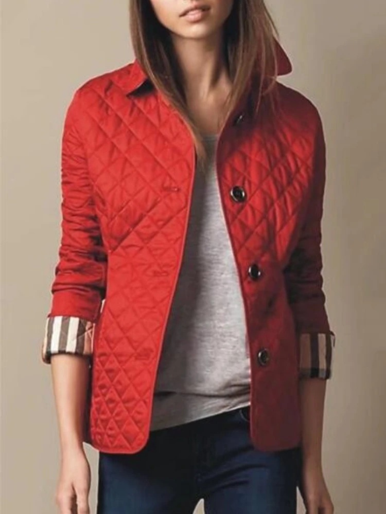 Women’s Casual Quilted Jacket with Turned-Down Collar | Stylish Outerwear