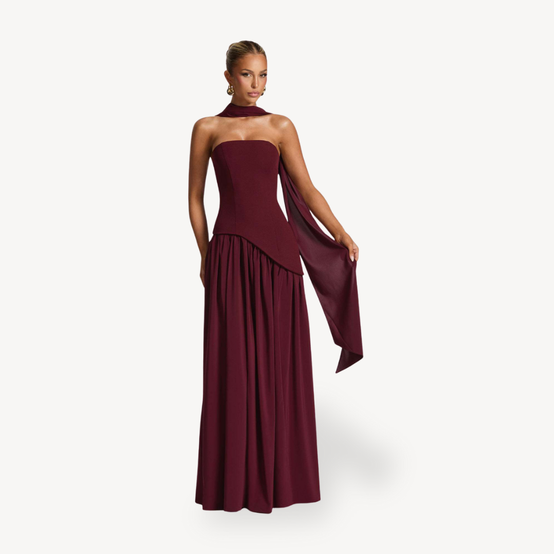 Women’s Stylish Strapless Slit Wedding Guest Dress | Maxi