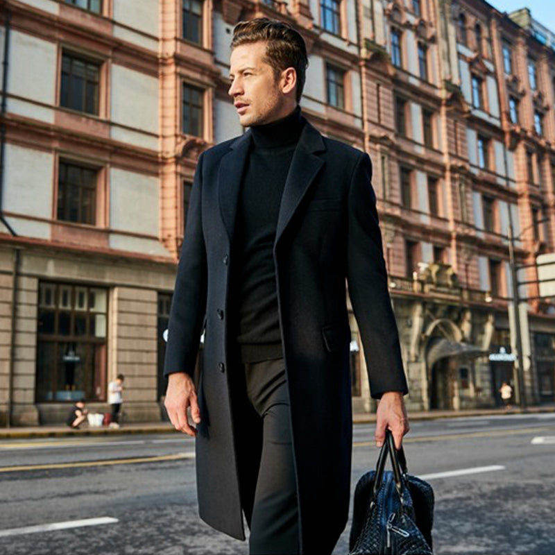 Men’s Stylish Winter Overcoat with Notched Collar | Refined