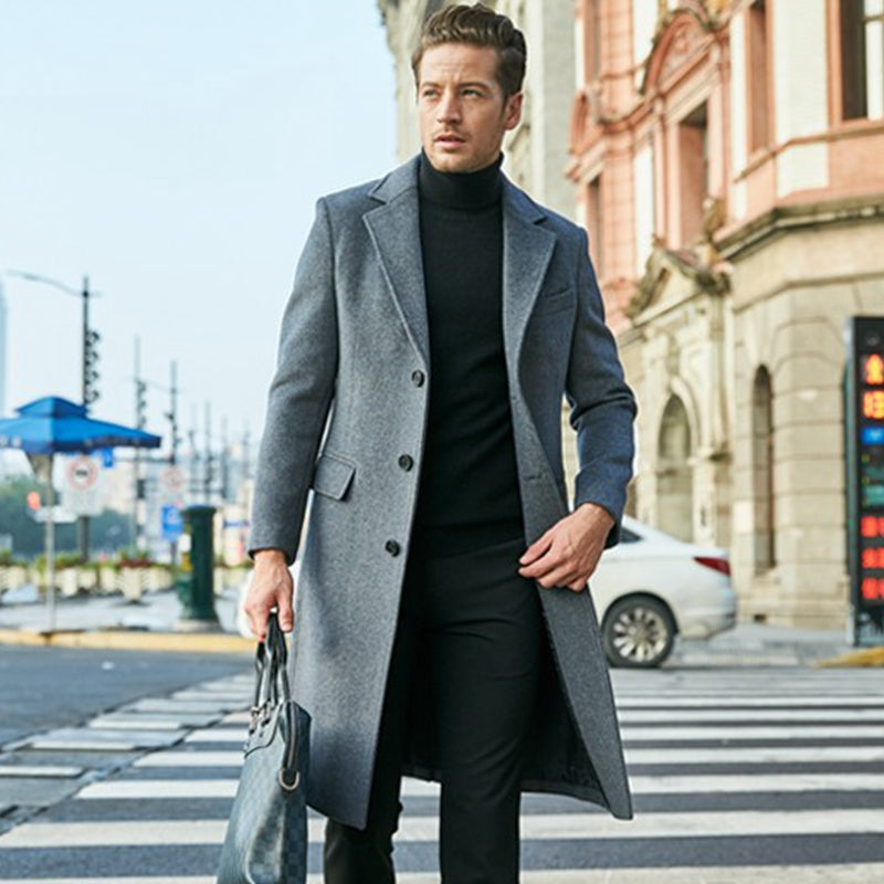 Men’s Stylish Winter Overcoat with Notched Collar | Refined