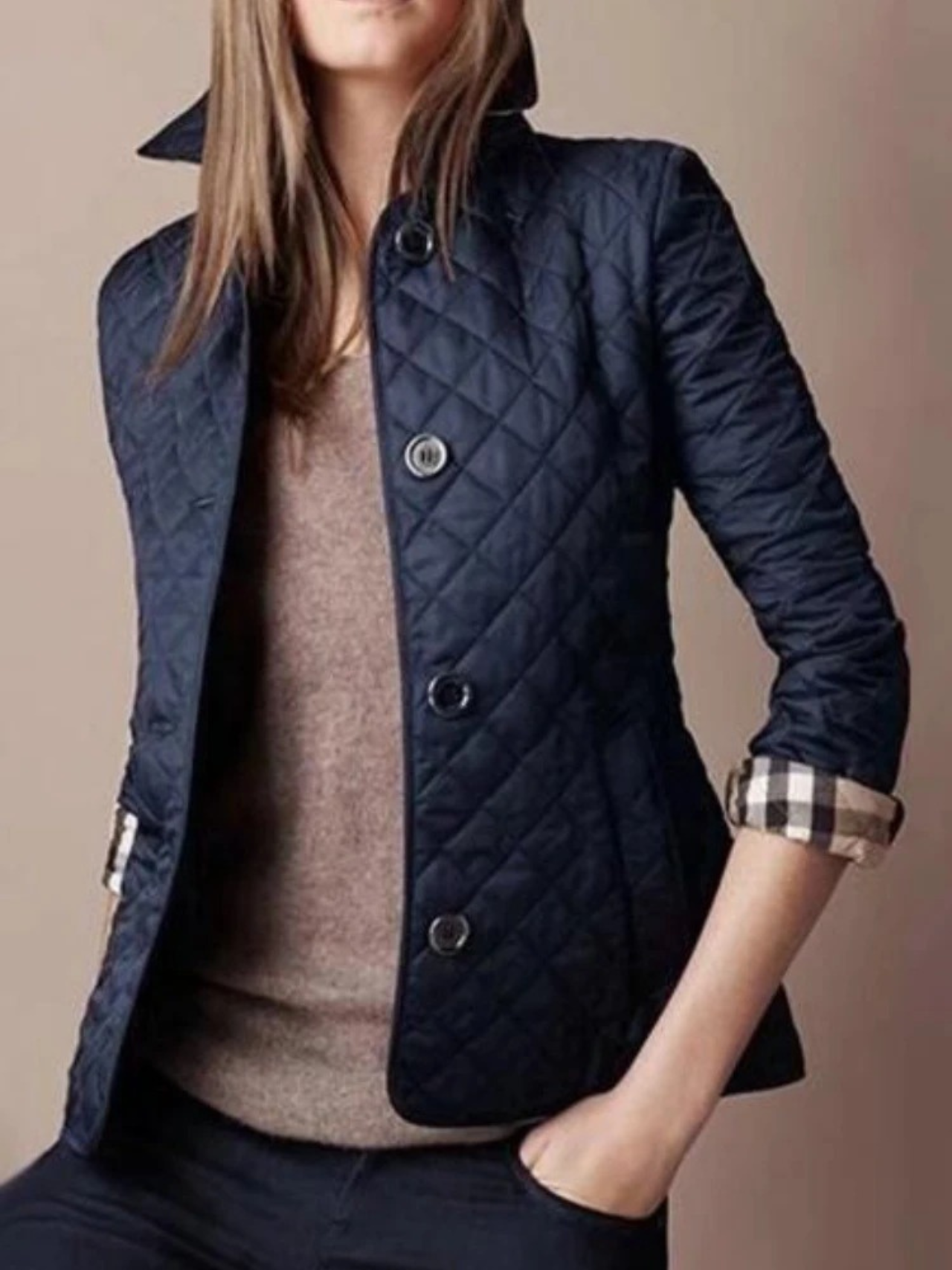 Women’s Casual Quilted Jacket with Turned-Down Collar | Stylish Outerwear
