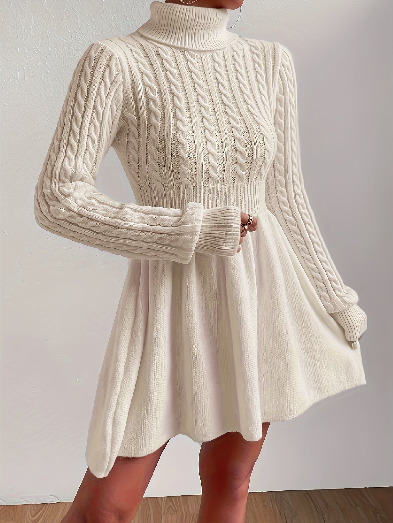 Women’s Timeless Cable Knit Dress | A-line Jumper