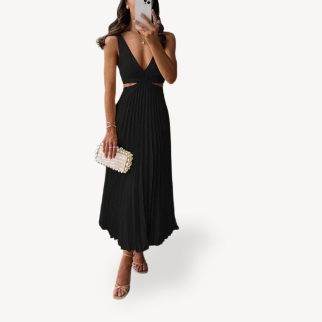 Women’s V-Neck Pleated Wedding Guest Dress | Midi