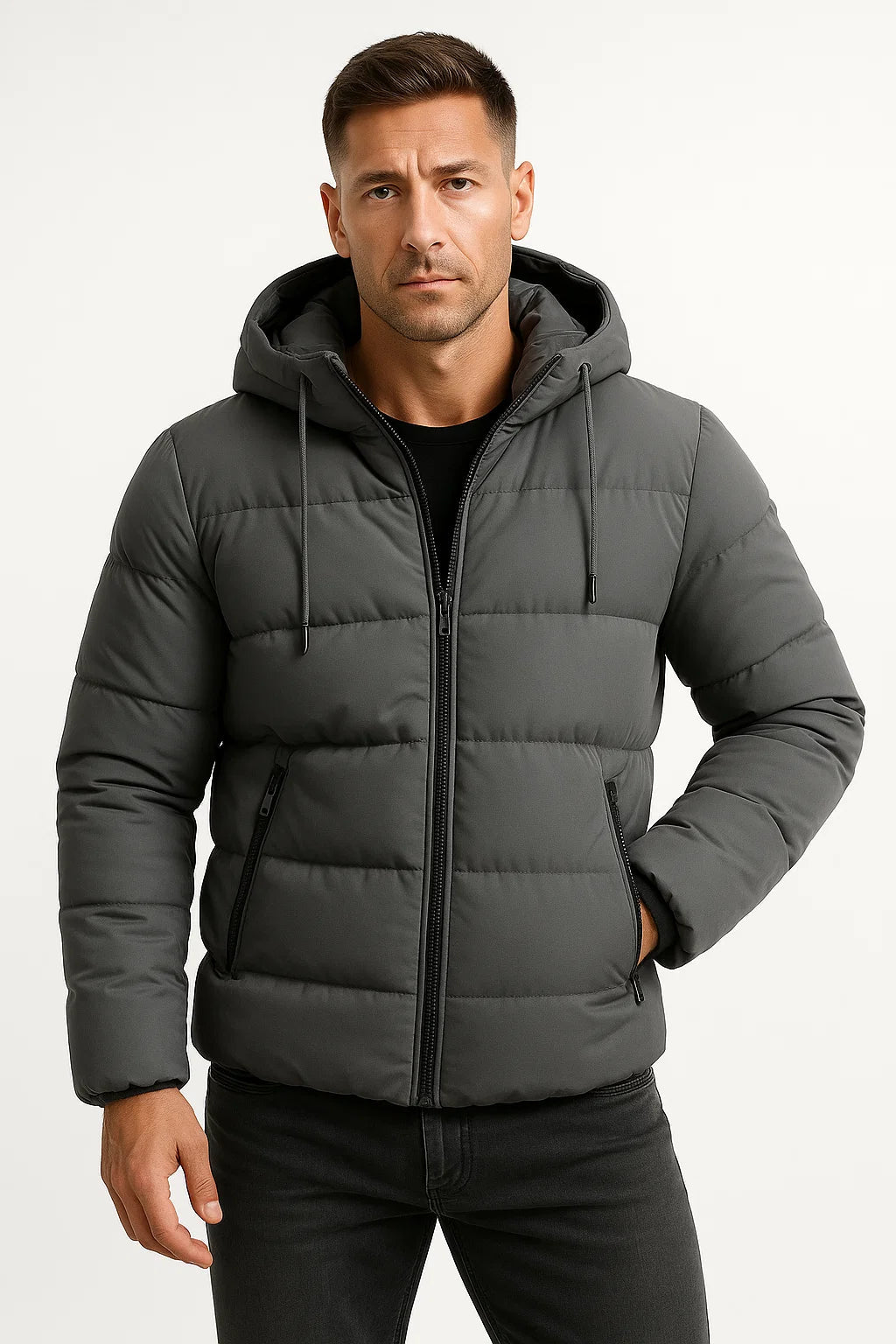 Men’s Puffer Coat | Full-Zip Hooded Style