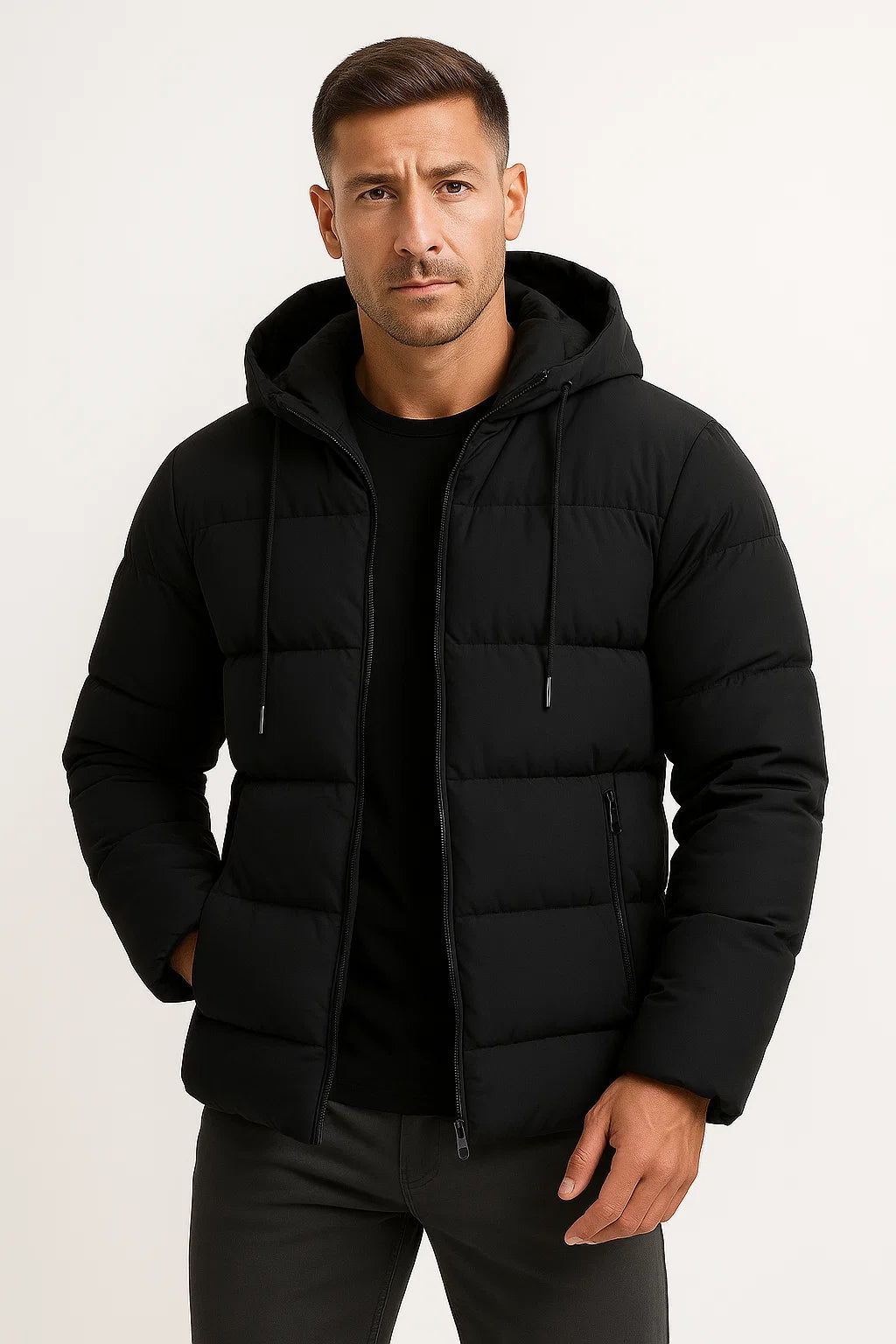 Men’s Puffer Coat | Full-Zip Hooded Style