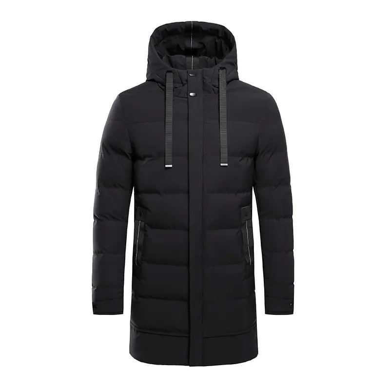 Men’s Long Winter Coat | Detachable Hood Design