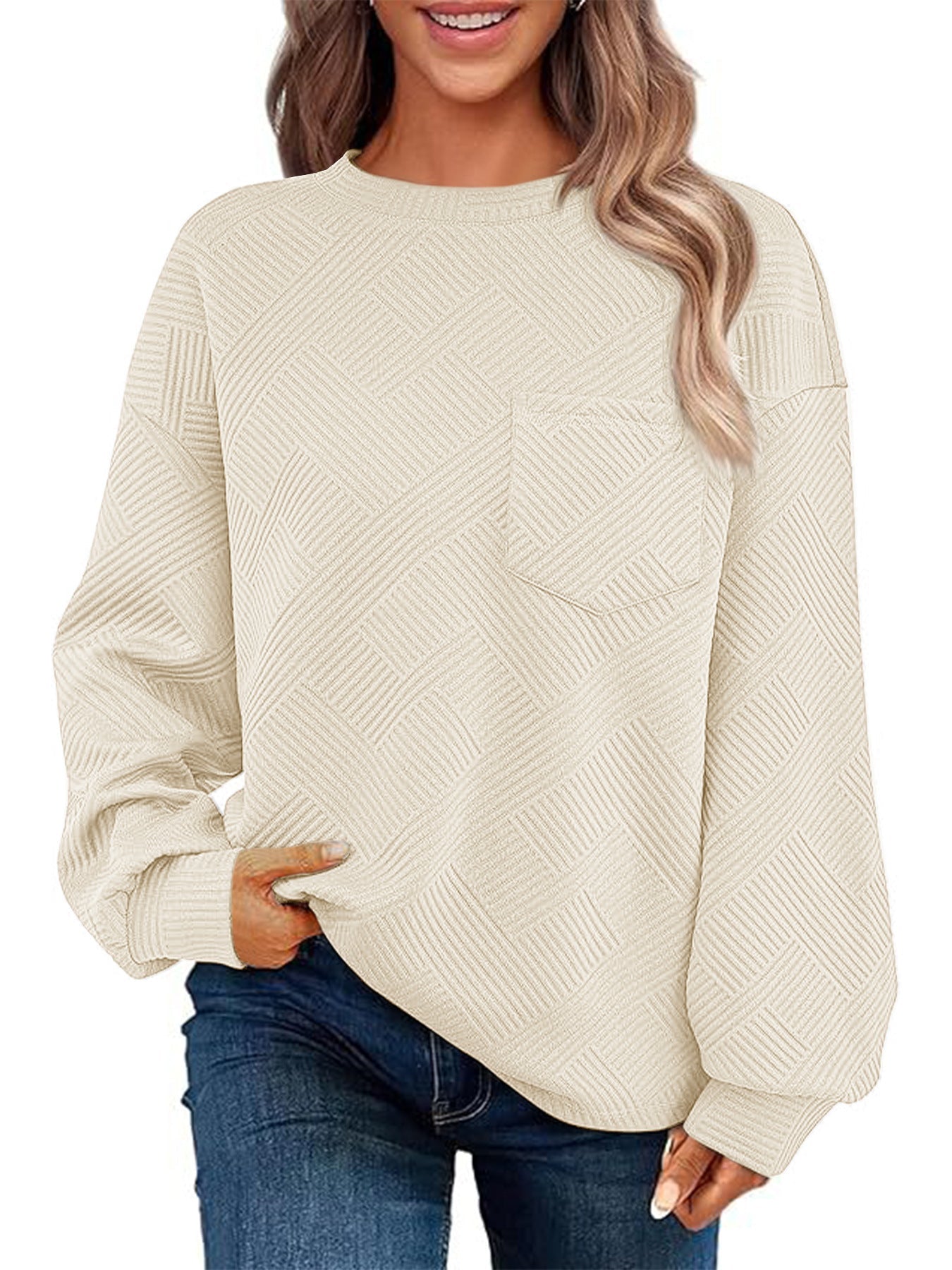 Women’s Textured Jumper | Casual Style with Pocket